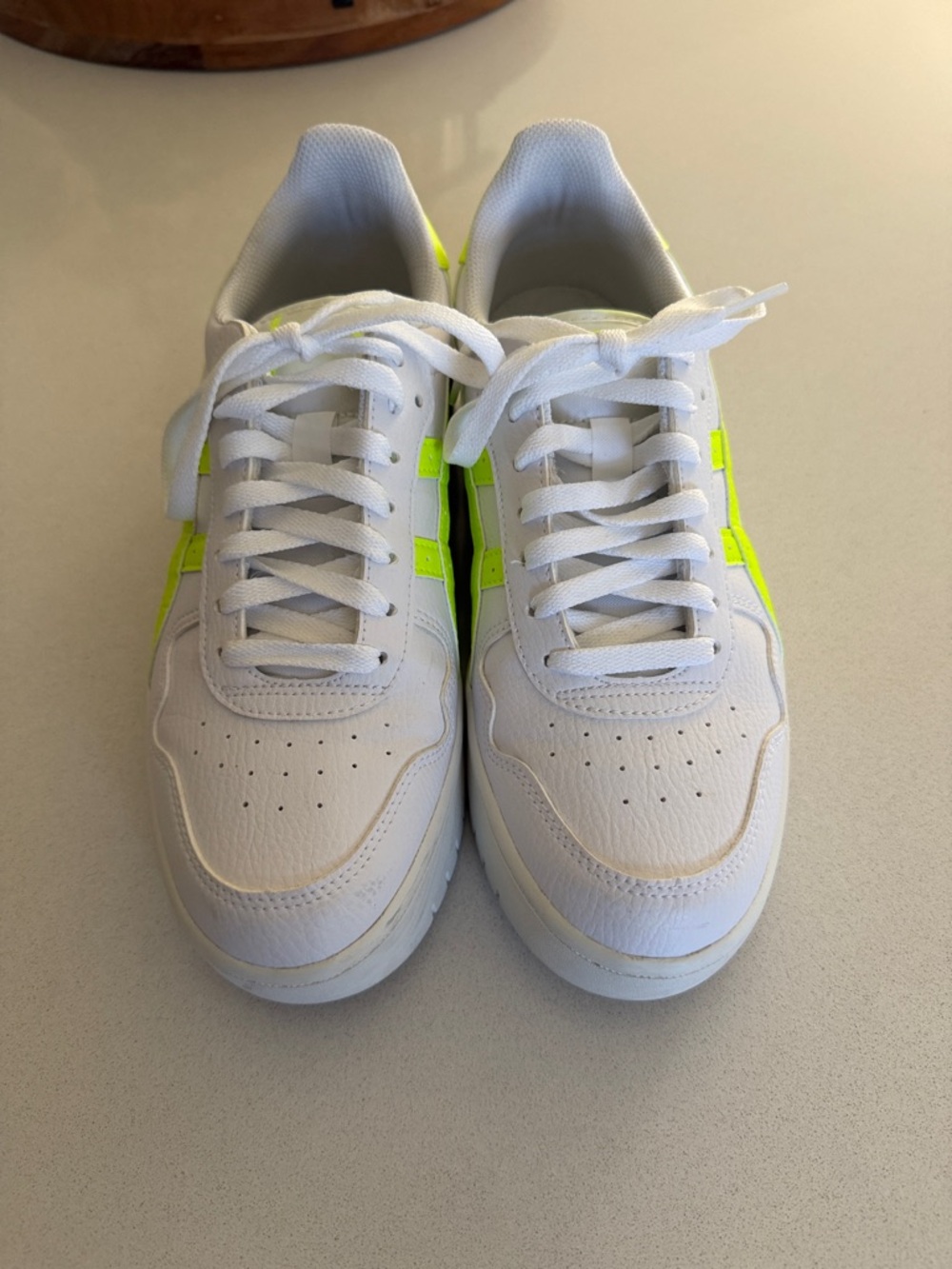 Asics White chunky Sneakers with Neon Yellow Accents.Used only one time. - Picture 2 of 11